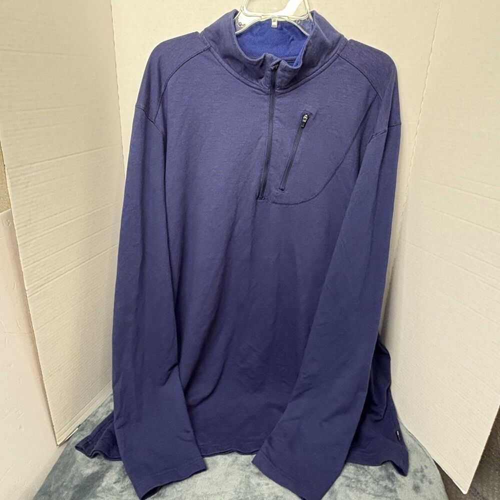 Swiss Tech Mens Soft Stretch Polyester LS 1/4 Zip Navy Blue Pullover Sweater 3XL